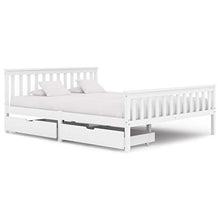 BIGTO - Struttura letto con 2 cassetti in legno di pino massello, mobili per camera da letto, 160 x 200 x 82 cm, colore: Bianco