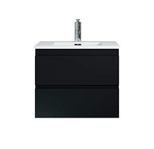 Badplaats B.V. Mobile Bagno Angela 60 cm Nero Opaco - Lavello Bianco Opaco - Mobile Base per lavandino del Bagno