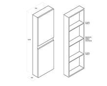 tft Mobile da Bagno a Colonna 2 Ante in Melaminico 35x18x160cm Ibiza Tabacco Scuro
