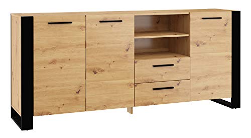 BIM Furniture Cassettiera Nuka D 197 cm credenza Highboard Armadio rovere artigianale nero