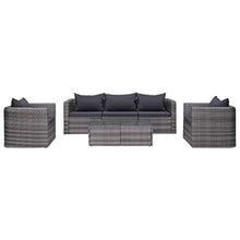 vidaXL Set Divani da Giardino 6pz con Cuscini Funzionale Impermeabile Facile da Pulire Modulare Resistente Rustico Sofà Divanetti in Polyrattan Grigio