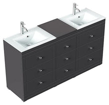 Mobile bagno a terra Vitro Classic con lavabos in vetro nero satinato