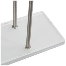 Amazon Basics - Supporto doppio per asciugamani e accessori, a T, nickel e bianco - 1005573-670-A60