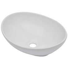 Festnight Lavandino Ovale Bagno Appoggio 2 pz in Ceramica Bianca/Nero con Mensola da Parete Sospesa,Lavabo Ovale da Bagno con Mensola da Parete,Lavandino Ovale da Bagno con Mensola da Parete