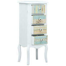 SKM Credenza con 4 Cassetti Bianca 40x30x95 cm in MDF