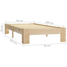BIGTO - Struttura letto in legno di pino massello, per camera da letto, colore: marrone chiaro, 90 x 200 cm