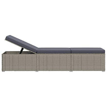 vidaXL Lettino Prendisole con Tavolino e Cuscino Foderato con Zip Robusto Elegante Regolabile Sdraio Telaio in Acciaio in Polyrattan Grigio