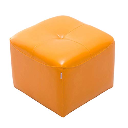 Mobili per la casa e giardino Poggiapiedi quadrato in pelle PU 丨 Poggiapiedi imbottiti Pouf singolo ottomano giocattolo Sgabello trucco 丨 Panca scarpa cambiata, arancione 42x42x34cm Ottomani da cucina