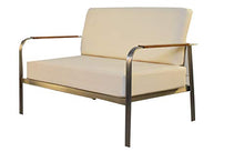 Jet-line Divano da giardino in acciaio inox di alta qualità, divano a 2 posti, beige, terrazza, balcone