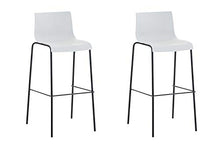 CLP 2 Sgabelli Alti Hoover In Polipropilene I Set 2 Sgabelli Bar Design I Sedie Sgabello Con Schienale, Colore:bianco, Colore del telaio:nero