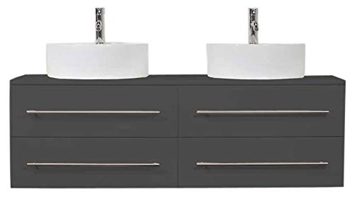 Mobile bagno Novum XL antracite satinato con doppio lavabo