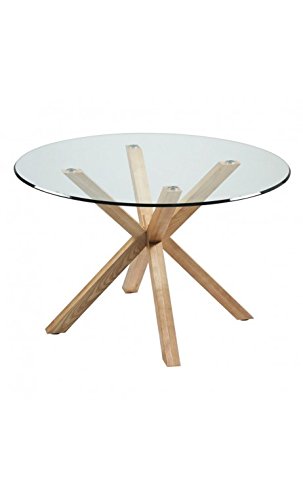CAMINO A CASA - Tavolo rotondo in vetro e legno, 120 cm