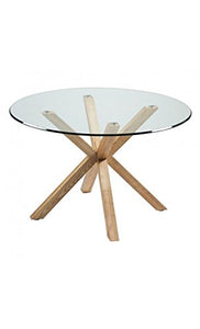 CAMINO A CASA - Tavolo rotondo in vetro e legno, 120 cm