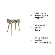 Rebecca Mobili Comodino 1 cassetto, tavolino da Divano Moderno, Legno, Marrone Chiaro Grigio, Soggiorno Camera da Letto - Misure: 57 x 45 x 30 cm (HxLxP) - Art. RE6117