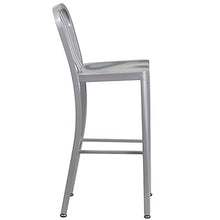 Flash Furniture Set da 2 Sgabelli da Bar, con Schienale con Assi Verticali, Altezza 76 Cm, per Interni Ed Esterni, qualità Commerciale, in Metallo, Colore Argento