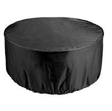 Copertura Tavolo Giardino Impermeabile Telo Protettivo per Tavolo, Anti Vento Sole Neve Tessuto 210D Oxford Copertura per Mobili da Esterno, Tondo (128x71/185*110/230*110cm) - Nero