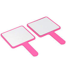 Specchio da trucco, 2 pz singolo lato maniglia specchio trucco salone di bellezza portatile palmare specchio cosmetico (L) rosa rosso