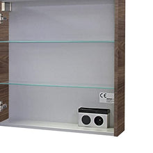 FACKELMANN B.Clever - Set di mobili da bagno, 2 pezzi, 60 cm, con lavabo in marmo e armadietto a specchio a LED