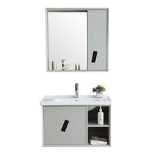 NgMik Cabinet Specchio Lavabo Simple Mirror Armadietto per Mobile da Bagno Combinazione Moderna Legno massello di Legno Armadio con Lavaggio in Ceramica lavabo vanità Facile da Pulire