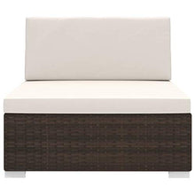 vidaXL Sofa Centrale Modulare 1 pz con Cuscini Foderati Lavabili Leggera Elegante Arredi da Esterno Divano in Polyrattan Marrone Telaio in Acciaio