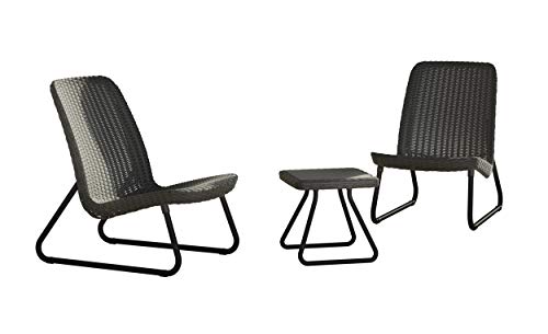 Keter Lounge Rio Patio Set, Set Arredo da Esterno con 2 Sedie e Tavolino, Grafite