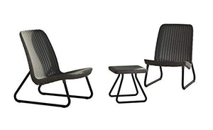Keter Lounge Rio Patio Set, Set Arredo da Esterno con 2 Sedie e Tavolino, Grafite