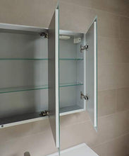 Specchiera specchio bagno pensile contenitore 3 ante, fascia led, cm.70x95x13