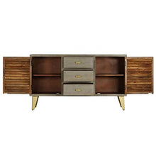 Tidyard Cassettiera Legno Massello di Mango, Acciaio e Ottone | 140 x 40 x 80 cm