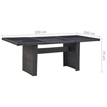 Qnotici Tavolo da Pranzo da Giardino Tavolo da Campeggio Tavolo da Buffet Tavolo da Festa tavolino da Giardino 200x100x74 cm Vetro e polyrattan Nero