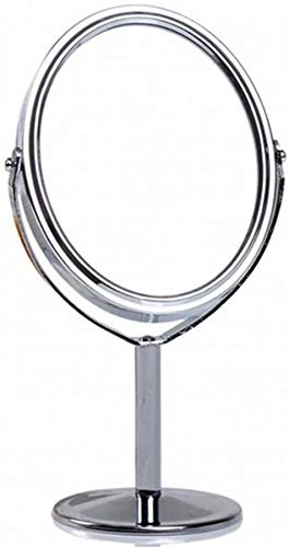 Specchio Specchi per vanità da Bagno Tavolo Girevole a Due Lati con ingrandimento 2X, Trucco in Altezza da 4-6 Pollici (Size : Oval)