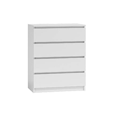 BIM Furniture Cassettiera Marbella 70 cm M4 con 4 cassetti, credenza, mobile multiuso (bianco)