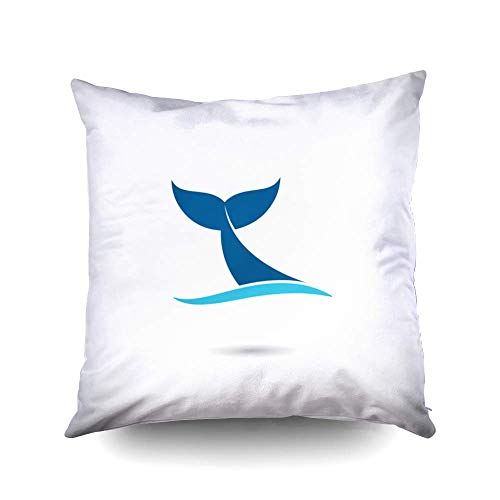 Kris.D Fodere per Cuscini, Fodera per Cuscino Decorativa Quadrata 18X18 Pollici, Fodere per Cuscini in Cotone Coda di Pesce Icona Stampa su Entrambi i Lati Cerniera