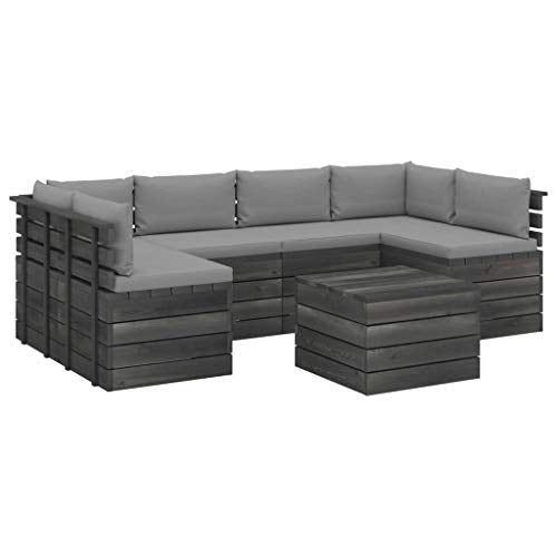 vidaXL Set Divani da Giardino su Pallet 7 pz con Cuscini Massello Pino