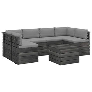 vidaXL Set Divani da Giardino su Pallet 7 pz con Cuscini Massello Pino