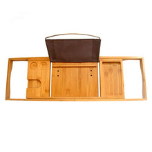 Vasca da Bagno Bamboo Tray Rack, Multifunzionale A Scomparsa 75-105cm Mensola per Doccia in Legno Massiccio Libreria iPad Staffa per Telefono Cellulare, Adatta al Bagno di Famiglia Dell'hotel
