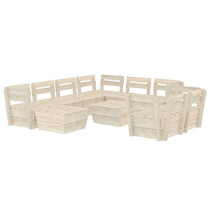 SKM Set Divani da Giardino su Pallet 10 pz in Legno Abete Impregnato (178kg)