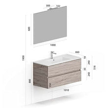 Yellowshop. - Mobile Bagno sospeso 100 cm Stile Moderno 2 cassetti lavabo specchiera LED MOD. Andre Plus (Cenere)