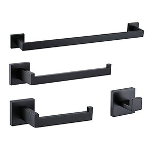 Turs 4 pezzi Bagno Accessorio Impostare SUS 304 acciaio inox Supporto di carta igienica Portasciugamani Accappatoio Anello asciugamano Montaggio a parete, Nero opaco, Q7BK-4PCS