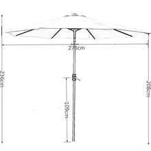SUNNY GUARD Ombrellone da 270 cm con Pulsante di inclinazione e manovella, ombrellone con palo in Alluminio da 38 mm, per Giardino, Patio, Piscina,Antracite
