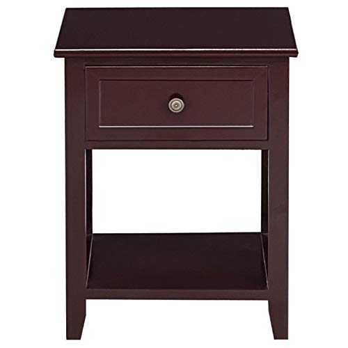 LICHUAN Tavolo da Comodino Moderno Tavolo da Comodino Tavolino da Tavolo con cassetti e ripiano di stoccaggio per Camera da Letto Soggiorno, Marrone