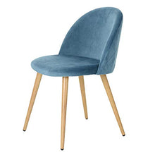N/A Set di 2/4/6 sedie da Pranzo in Velluto Sedie Mid-Century in Stile Moderno per Il Tempo Libero Sedie Laterali Imbottite con Gambe in Metallo per Soggiorno (Blu, 4)