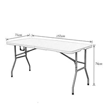sogesfurniture Tavolo Pieghevole da Picnic da Giardino Bianco, Portatile con Maniglia, perfetto come Tavolo da Campeggio, da Giardino, da Buffet, da Cucina, 152x71x74cm, HP-152CZ-BH