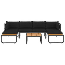 Goliraya 4 pz Set Divano da Giardino Angolare in Alluminio e WPC con Tavolino,Divano con Penisole,Salotto da Giardino,Divano Angoalre,Divano da Esterno,Divano Modulare da Esterno