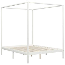 Lasamot Struttura Letto in Legno di Pino con 4 cassetti, Struttura a baldacchino per zanzariera, Staffa per Montante, Adatta per Materasso 160x200 cm (Materasso Non Incluso), Bianca