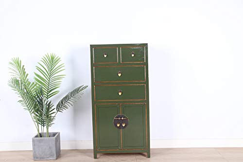 Yajutang credenza cassettiera cinese 4 cassetti 2 ante verde oliva