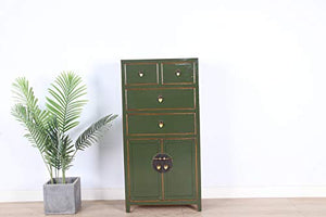 Yajutang credenza cassettiera cinese 4 cassetti 2 ante verde oliva