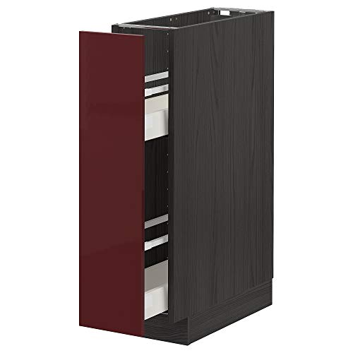 METOD/MAXIMERA base armadio/estraibile int raccordi 20x61.6x88 cm nero Kallarp/lucido rosso scuro-marrone