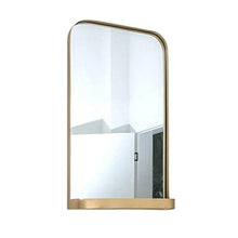 Specchio Moderno Moda Ferro battuto Appeso a Parete Bagno Camera da Letto HD Specchio per Il Trucco Semplice Soggiorno Specchio per Il Trucco di Bellezza con ripiano