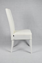Tommychairs - Set 4 sedie modello Luisa per cucina bar e sala da pranzo, robusta struttura in legno di faggio verniciata bianco, seduta e schienale imbottiti e rivestiti in pelle artificiale bianco