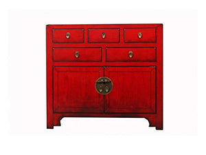 Yajutang Cassettiera cinese credenza 2 ante 5 cassetti rosso